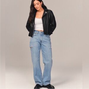 LONG Abercrombie & Fitch The Baggy Mid Rise Side Slits Jeans